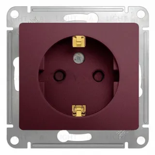 Розетка с заземлением со шторками Schneider Electric Glossa, винтовые зажимы, 16А/250В, баклажановый GSL001145 GSL001145