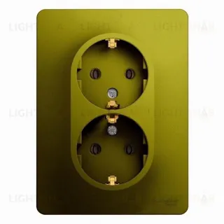 Розетка двойная с заземлением со шторками Schneider Electric Glossa, винтовые клеммы, фисташковый GSL001026 GSL001026