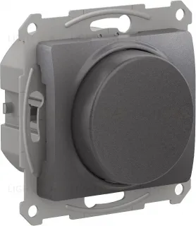 Светорегулятор поворотно-нажимной LED, RC, 400Вт, Schneider Glossa графит GSL001323 GSL001323