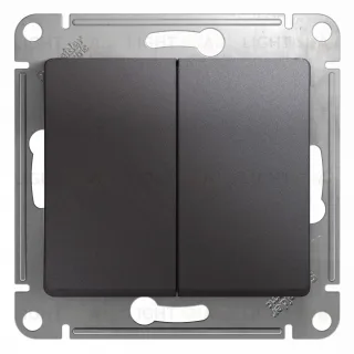 Переключатель двухклавишный Schneider Electric Glossa (вкл/выкл с 2-х мест), графит GSL001365 GSL001365