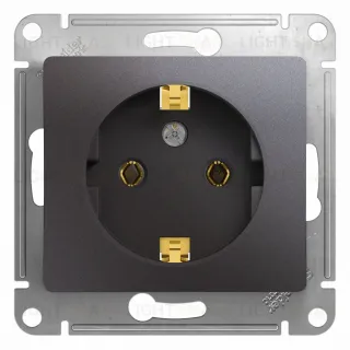 Розетка с заземлением Schneider Electric Glossa, винтовые зажимы, графит GSL001343 GSL001343