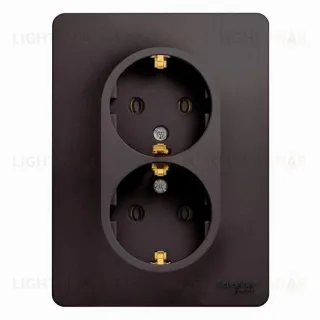 Розетка двойная с заземлением Schneider Electric Glossa, винтовые зажимы, графит GSL001324 GSL001324