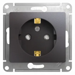 Розетка с заземлением со шторками Schneider Electric Glossa, винтовые зажимы, 16А/250В, графит GSL001345 GSL001345