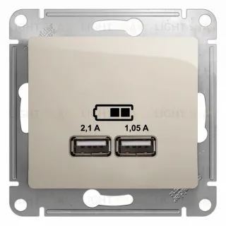 Розетка USB двойная для зарядки Schneider Electric Glossa молочный GSL000933 GSL000933