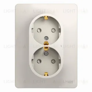 Розетка двойная с заземлением Schneider Electric Glossa, винтовые зажимы, молочный GSL000924 GSL000924