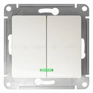Выключатель двухклавишный с подсветкой Schneider Electric Glossa перламутр GSL000653 GSL000653