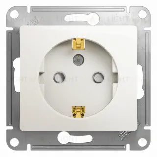 Розетка с заземлением со шторками Schneider Electric Glossa, винтовые зажимы, 16А/250В, перламутр GSL000645 GSL000645