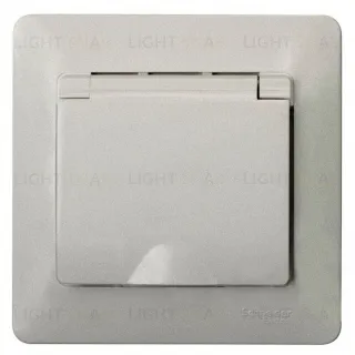 Розетка с рамкой с заземлением со шторками и откидной крышкой Schneider Electric Glossa, IP20 винтовые зажимы 16А/250В, перламутр GSL000646 GSL000646