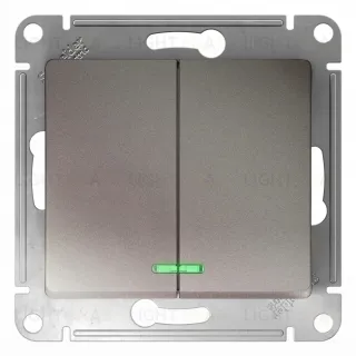 Выключатель двухклавишный с подсветкой Schneider Electric Glossa платина GSL001253 GSL001253