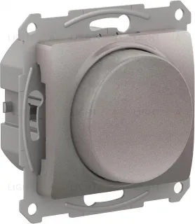 Светорегулятор поворотно-нажимной LED, RC, 400Вт, Schneider Glossa платина GSL001223 GSL001223