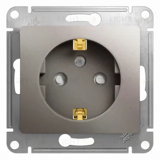 Розетка с заземлением со шторками Schneider Electric Glossa, винтовые зажимы, 16А/250В, платина GSL001245 GSL001245