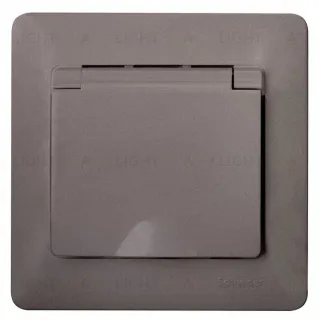 Розетка с рамкой с заземлением со шторками и откидной крышкой Schneider Electric Glossa, IP20 винтовые зажимы 16А/250В, платина GSL001246 GSL001246