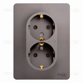 Розетка двойная с заземлением Schneider Electric Glossa, винтовые зажимы, платина GSL001224 GSL001224