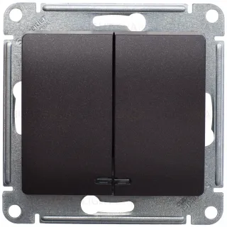 Выключатель двухклавишный с подсветкой Schneider Electric Glossa шоколад GSL000853 GSL000853