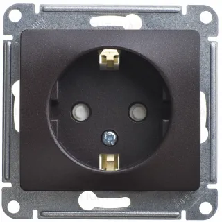 Розетка с заземлением со шторками Schneider Electric Glossa, винтовые зажимы, 16А/250В, шоколад GSL000845 GSL000845