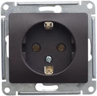 Розетка с заземлением Schneider Electric Glossa, винтовые зажимы, шоколад GSL000843 GSL000843