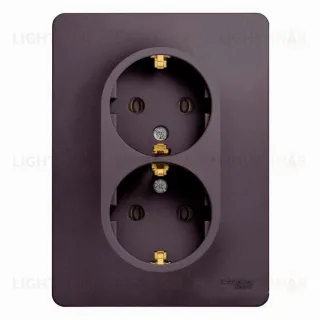 Розетка двойная с заземлением со шторками Schneider Electric Glossa, винтовые клеммы, сиреневый туман GSL001426 GSL001426