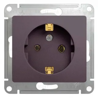 Розетка с заземлением Schneider Electric Glossa, винтовые зажимы, сиреневый туман GSL001443 GSL001443