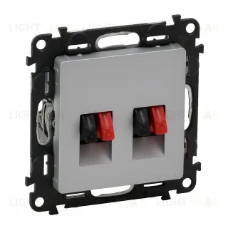 Розетка двойная акустическая Legrand Valena Life с пружинными зажимами, алюминий 753078+755372 753078 + 755372