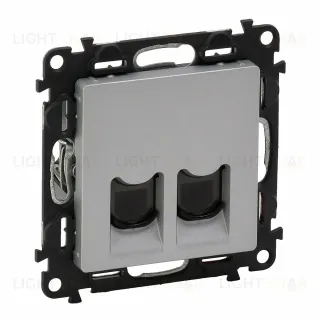 Розетка компьютерная двойная Legrand Valena Life 6 кат, RJ 45, UTP, алюминий 753043+755422 753043 + 755422