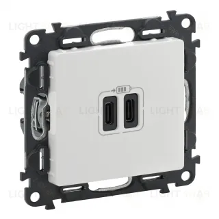Розетка USB двойная для зарядки тип C+С 240В/5В 3000мА Legrand Valena Life, белый 753107 753107