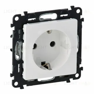 Розетка с заземлением с защитными шторками Legrand Valena Life 16A/250В, безвинтовой зажим, белый 753030+755200 753030 + 755200