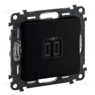 Розетка USB двойная для зарядки тип C+С 240В/5В 3000мА Legrand Valena Life, антрацит 756307 756307