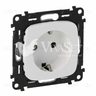 Розетка с заземлением с защитными шторками Legrand Valena Allure 16A/250В, безвинтовой зажим, белый 753030+755205 753030 + 755205