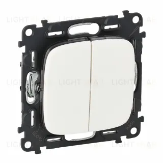 Двухклавишный кнопочный выключатель Legrand Valena Allure 6А/250В белый 752018+755025 752018 + 755025