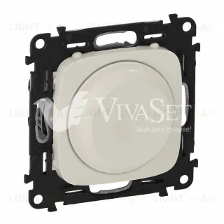 Светорегулятор с поворотной ручкой Legrand Valena Allure без нейтрали 5-300 Вт, слоновая кость 752060+752046 752060 + 752046