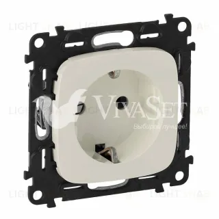 Розетка с заземлением с защитными шторками Legrand Valena Allure 16A/250В, винтовой зажим, слоновая кость 753029+755206 753029 + 755206