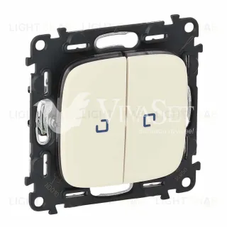Двухклавишный кнопочный выключатель с подсветкой Legrand Valena Allure 6А/250В слоновая кость 752018+67686+67686+755226 752018 + 67686 + 755226