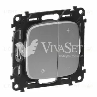 Кнопочный светорегулятор Legrand Valena Allure без нейтрали 5-400 Вт, алюминий 752062+752087 752062 + 752087