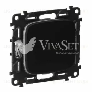 Переключатель одноклавишный (из 2-х мест) с контурной подсветкой Legrand Valena Allure 10A/250В матовый черный 752016+752057+755008 752016 + 752057 + 755008