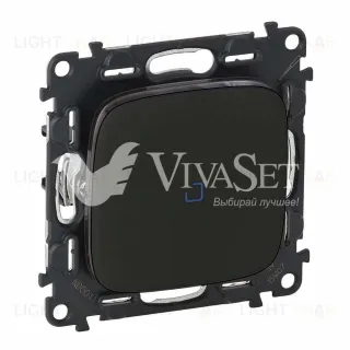 Кнопочный выключатель с подсветкой Legrand Valena Allure 6А/250В матовый черный 752011+67686+755088 752011 + 67686 + 755088