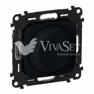 Светорегулятор с поворотной ручкой Legrand Valena Allure без нейтрали 5-300 Вт, матовый черный 752060+752048 752060 + 752048