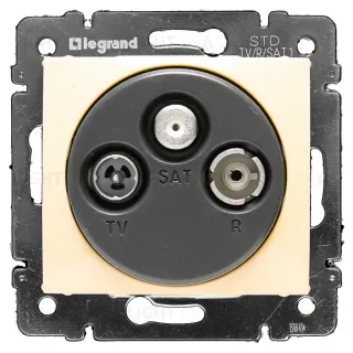 Розетка TV SAT FM оконечная Legrand Valena, кремовый глянцевый 774336 774336