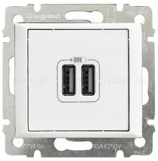 Розетка USB двойная Legrand Valena, белый глянец 770470 770470