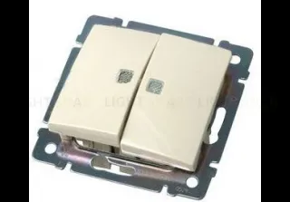 Выключатель двухклавишный проходной с подсветкой Legrand Valena (с 2-х мест) 10А/250В кремовый глянцевый 774112 774112