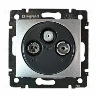 Розетка TV SAT FM оконечная Legrand Valena, алюминий 770136 770136