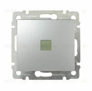 Выключатель одноклавишный с подсветкой Legrand Valena, 10А/250В, алюминий 770110 770110
