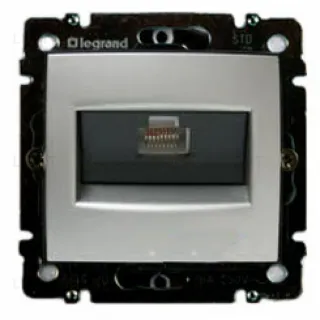 Розетка компьютерная одинарная Legrand Valena RJ45 5-й экранированная, на захватах, алюминий 770230 770230
