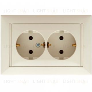 Розетка двойная (моноблок) с заземлениемLegrand Valena 16А/250В , кремовый глянцевый 774370 774370