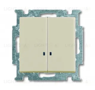 Выключатель двухклавишный с подсветкой ABB Basic 55, слоновая кость 2CKA001012A2157 2CKA001012A2157
