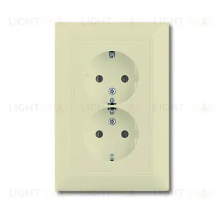 Моноблок из двух розеток с заземлением с безвинтовыми зажимами ABB Basic 55, слоновая кость 2CKA002014A1463 2CKA002014A1463