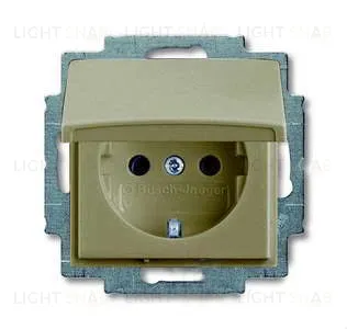 Розетка с заземлением с крышкой с безвинтовыми зажимами ABB Basic 55, шампань 2CKA002018A1498 2CKA002018A1498