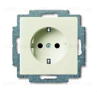 Розетка с заземлением с безвинтовыми зажимами ABB Basic 55, шале-белый 2CKA002011A6144 2CKA002011A6144