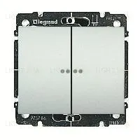 Выключатель двухклавишный с подсветкой Legrand Galea Life 10А/250В 775825+771379 775825 + 771379
