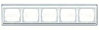 Рамка пятерная для горизонтального монтажа Jung SL 500, стекло серебро sl5850si sl5850si