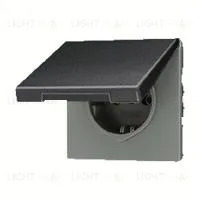 Розетка с заземлением с откидной крышкой и уплотнительной мембраной IP44 Jung 16А/250В 551WU+AL1520KLAN 551WU + AL1520KLAN